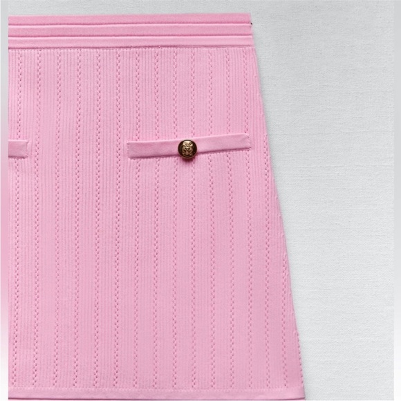 Zara NWT pink coord matching 2 piece skirt and button cardigan set - Picture 9 of 17